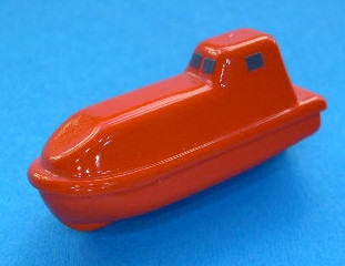 Rettungsfallboot aus Kunststoff, für Modellschiffe, Maßstab 1:200,  H=15 L=32 B=11m