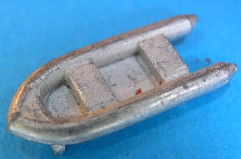 Schlauchboot aus Zinnguss für Modellschiffe, 1:100 oder 1:150