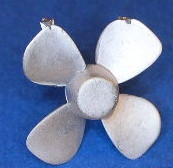 Propeller für Modellschiff, 1:150, 4 Blatt,  ø = 23mm, linksdrehend