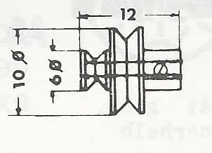 Schnurrolle, Messing, ø  2,3  mm Bohrung, ø 12 mm Achse, Messing gedreht