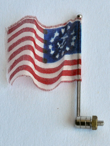 Flaggenstock mit Flagge,46 mm hoch, beweglich, vernickelt