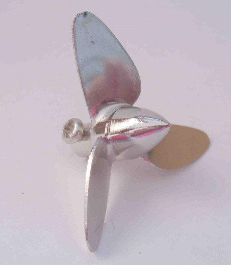 Schiffsschraube ø 50mm,Welle ø 3mm,  3 Flügel, rechtsdrehend, Torpedoschraube
