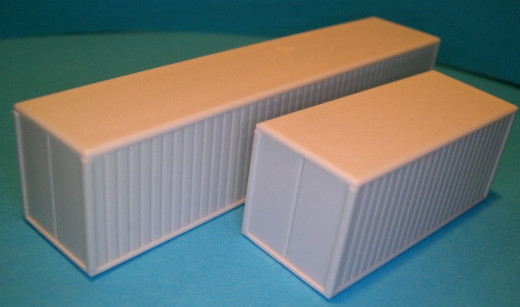 Container für Modellschiffe,  Satz von 20  und 40 , 1:150, grau/weiß