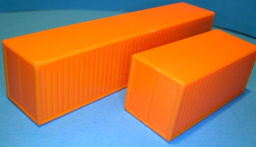Container für Modellschiffe, Satz von  20  und 40 ,  1:150, orange