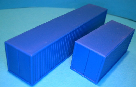 Container für Modellschiffe,  Satz von 20  und 40 , 1:150, blau