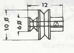 Schnurrolle, Messing, ø  2,3  mm Bohrung, ø 12 mm Achse, Messing gedreht