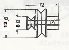 Schnurrolle, Messing,  ø  4 mm Bohrung, ø 12 mm Achse, Messing gedreht