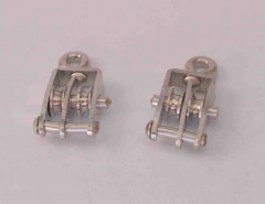 Doppelblock für Modellschiffe, 2 Rollen mit 3 mm ø, vernickelt