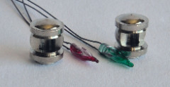 Positionslaternen, ø 6 mm, 7 mm hoch, 3 V, rot+grün, Messing gedreht