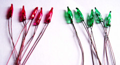 Minibirnchen,ø 2 mm, 3 V,  90 mA, 5 rot + 5 grün, Minibirnchen,ø 2 mm, 3 V