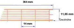 Reling, Geländer für Modellschiffe, 1:100, 7 Durchz., L=364 mm, H=11,85 mm