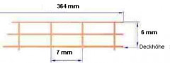 Reling, Geländer für Modellschiffe, 1:200, 3 Durchz., L=364 mm, H=6 mm,