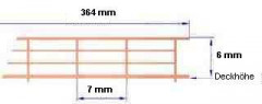 Reling, Geländer für Modellschiffe, 1:200, 4 Durchz., L=364 mm, H=6 mm