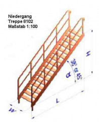 Niedergang 1:100, H= 28 , W=10, Winkel= 38°, L=35,3,  geätzt