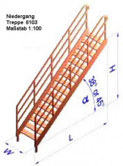 Niedergang 1:100, H=26, W=10,  L= 32,7 mm, Winkel= 38°,  geätzt, 1 Satz =