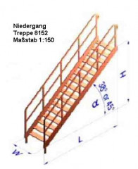 Niedergang 1:150, H=17,3, W=5,3, L=20,8mm, Winkel=38°,  geätzt