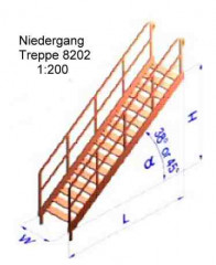 Niedergang  1:200, H= 13, W= 4, L= 15,6 mm, Winkel 38°,  geätzt