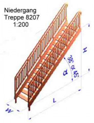 Niedergang  1:200, H=13, W=4, L= 15,6 mm, Winkel= 38° .  Geätzt